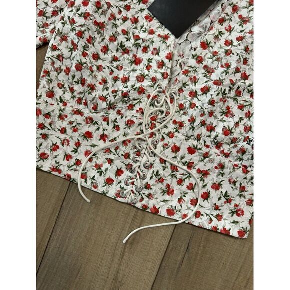 THE KOOPLES Paris Lace Flowers Tied Blouse Top Shirt 3 NWT Bubble Holiday large - Picture 8 of 9
